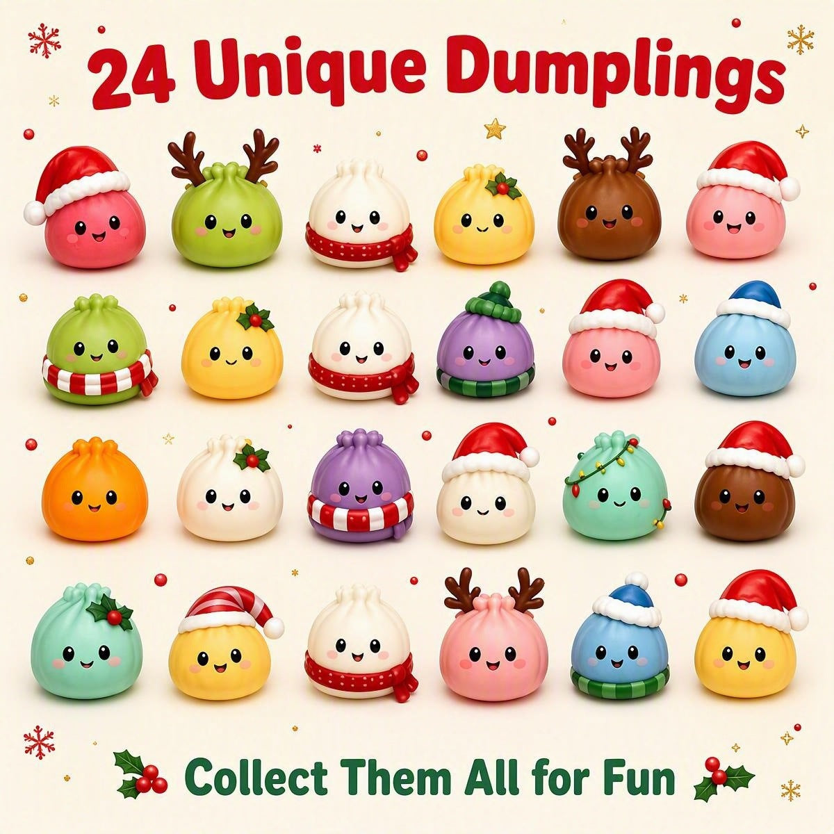 Mystery Dumpling Advent Calendar | Limited Time Buy 1 Get 1 Free, 24 Christmas Squishy Surprises