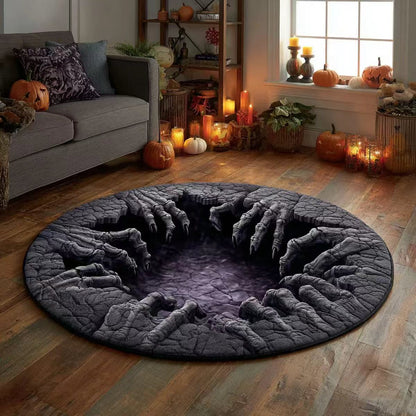 3D Optical Trick Halloween Round Rug