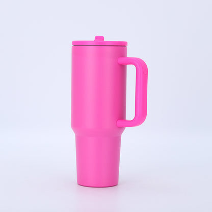 40oz Matte Insulated Tumbler with Handle & Flip Straw Lid, Leakproof Stainless Steel Water Bottle for Car Beach Travel
