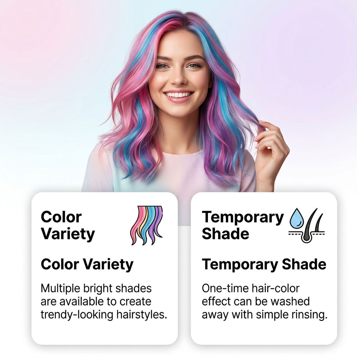 Washable Temporary Hair Chalk 12 Pack, Non-Toxic For Party & Halloween