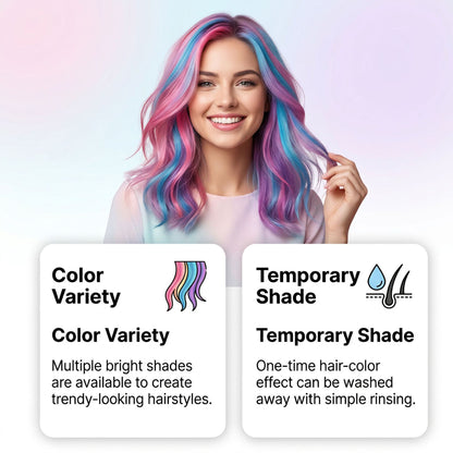 Washable Temporary Hair Chalk 12 Pack, Non-Toxic For Party & Halloween