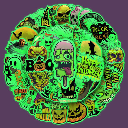 🎃 Glow-in-the-Dark Halloween Temporary Tattoos | 50 Unique Designs Per Set, BUY 1 GET 1 FREE — Get 100 Non-Repeating Luminous Stickers Total
