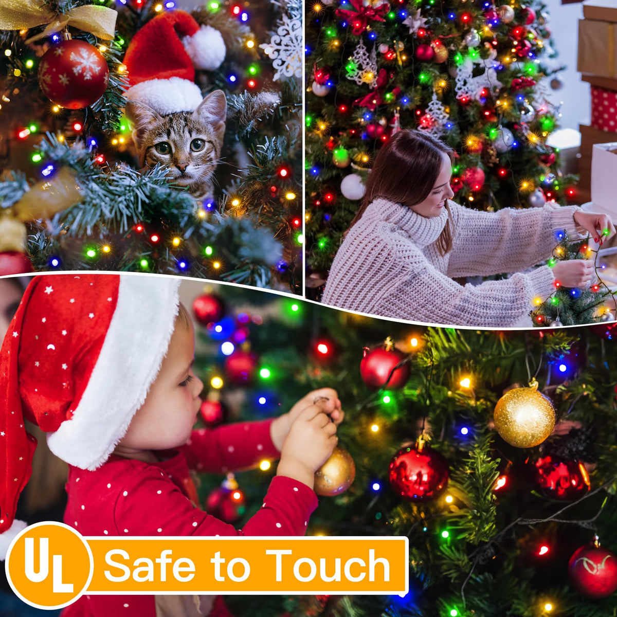 🎄🔥Plug-in Version | Waterproof Christmas Tree Waterfall Lights with Ring - ✨Quick Setup, 8 Modes