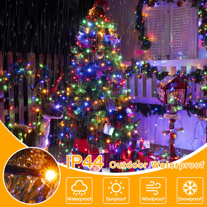 🎄🔥Plug-in Version | Waterproof Christmas Tree Waterfall Lights with Ring - ✨Quick Setup, 8 Modes