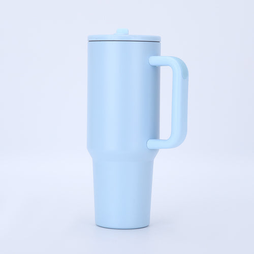 40oz Matte Insulated Tumbler with Handle & Flip Straw Lid, Leakproof Stainless Steel Water Bottle for Car Beach Travel