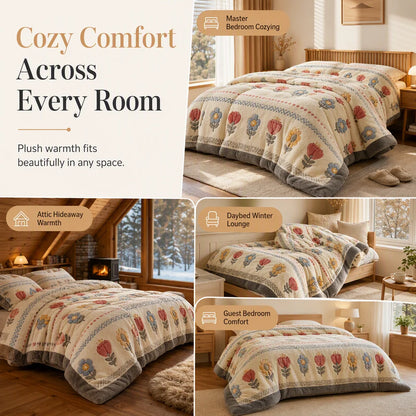 50% Off⏰ Double-Sided Sherpa Fleece Comforter | Thick Warm Winter Cozy Bedding❄️