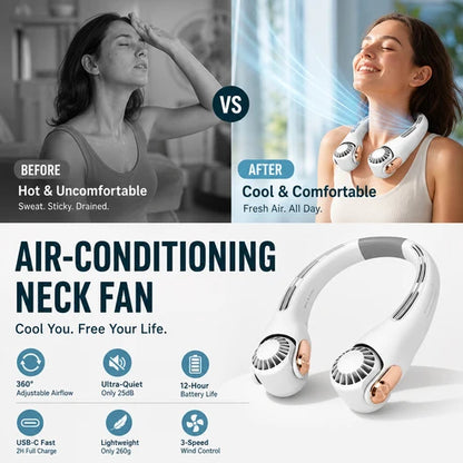 🌬️360° Cooling Portable Neck Fan ✨50% OFF Now