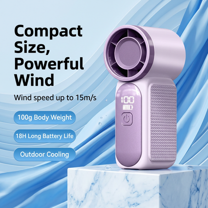 Portable Mini Handheld Turbo Fan with Digital Power Display, Rechargeable Powerful Cooling Fan for Outdoor Travel Campus