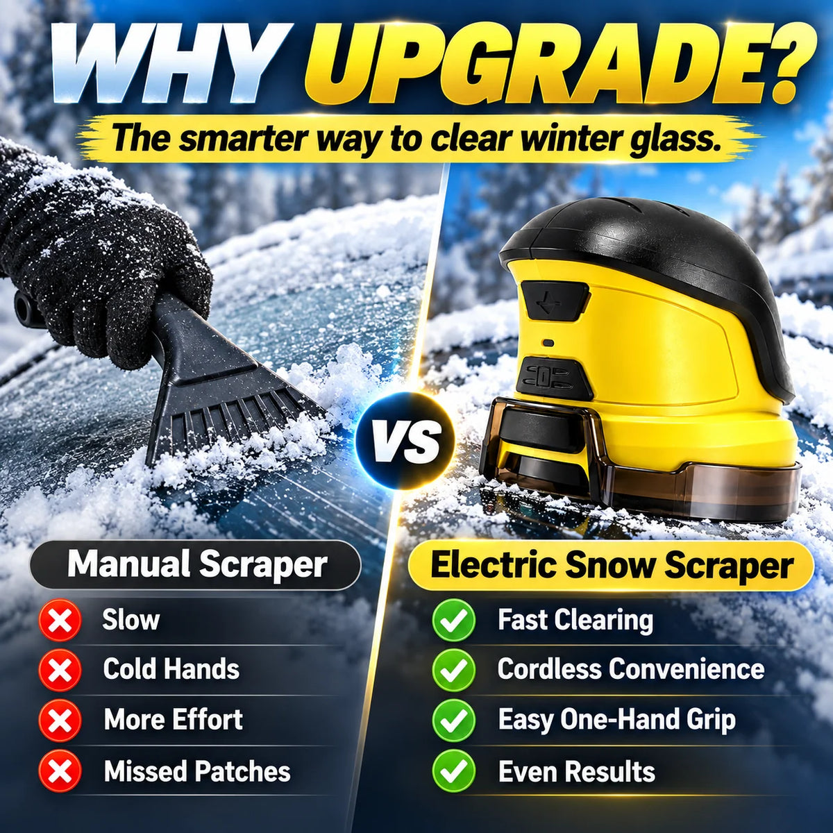 Cordless Electric Snow Scraper - Clear Frost & Ice Fast | Includes 5 Replacement Ice Scraper Discs