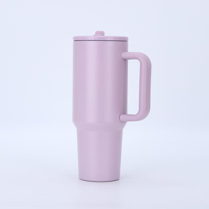 40oz Matte Insulated Tumbler with Handle & Flip Straw Lid, Leakproof Stainless Steel Water Bottle for Car Beach Travel