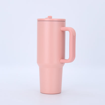 40oz Matte Insulated Tumbler with Handle & Flip Straw Lid, Leakproof Stainless Steel Water Bottle for Car Beach Travel