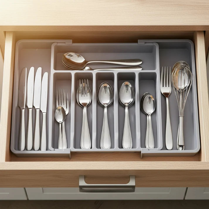 Extendable Kitchen Cutlery Storage Organizer