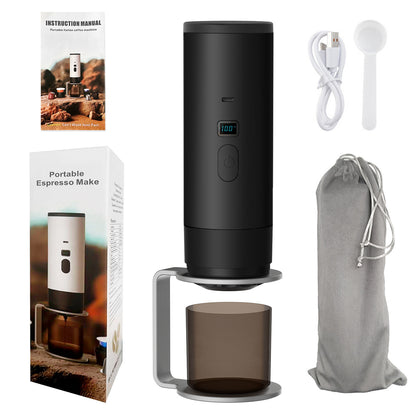 Portable Espresso Maker – Digital Display, Type-C Rechargeable, 3oz Tank & 4oz Cup. Brew Fresh Hot Coffee Anywhere!