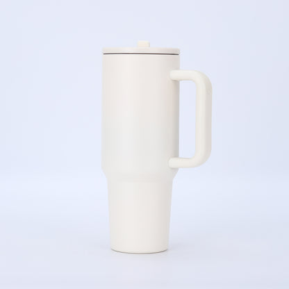 40oz Matte Insulated Tumbler with Handle & Flip Straw Lid, Leakproof Stainless Steel Water Bottle for Car Beach Travel