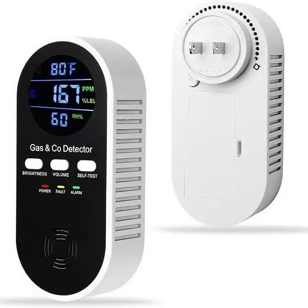 🔥Limited Time 50% OFF | Plug-in Gas & Carbon Monoxide Detector with 9V Battery Backup, CO & Natural Gas Alarm, Digital Temperature Humidity Monitor for Home Basement RV