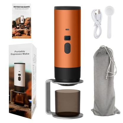 Portable Espresso Maker – Digital Display, Type-C Rechargeable, 3oz Tank & 4oz Cup. Brew Fresh Hot Coffee Anywhere!