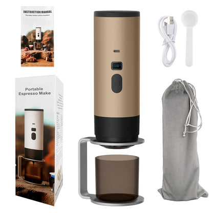 Portable Espresso Maker – Digital Display, Type-C Rechargeable, 3oz Tank & 4oz Cup. Brew Fresh Hot Coffee Anywhere!